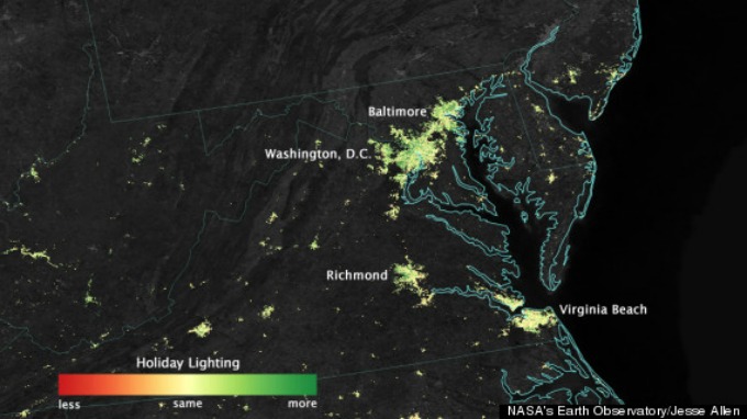 nasa mapa NASA iz svemira vidi novogodišnju rasvetu