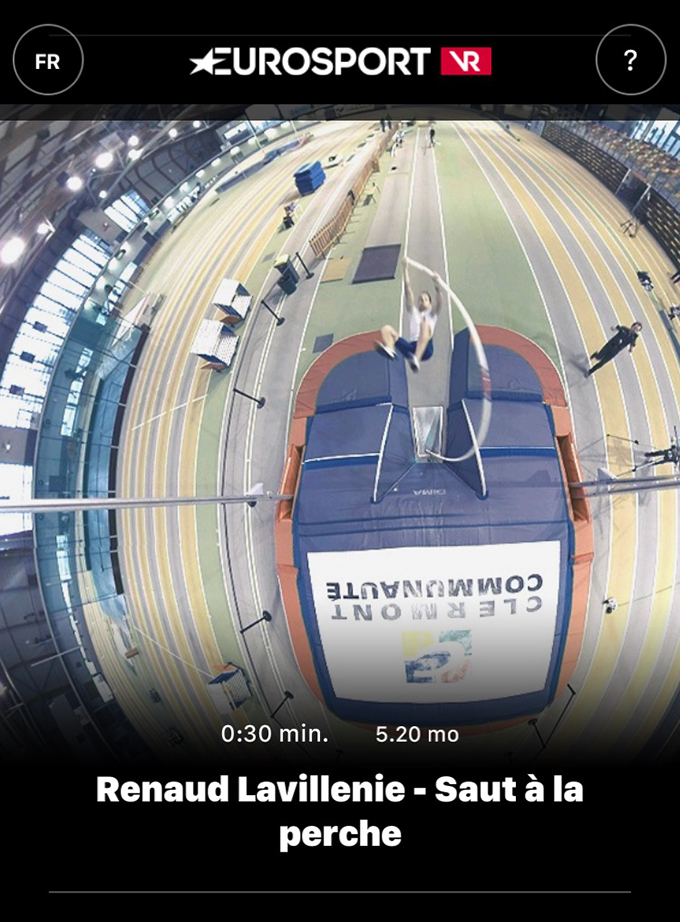 VR App Screen FR Lavillenie Eurosport predstavlja novu VR aplikaciju u vreme održavanja Rolan Garosa