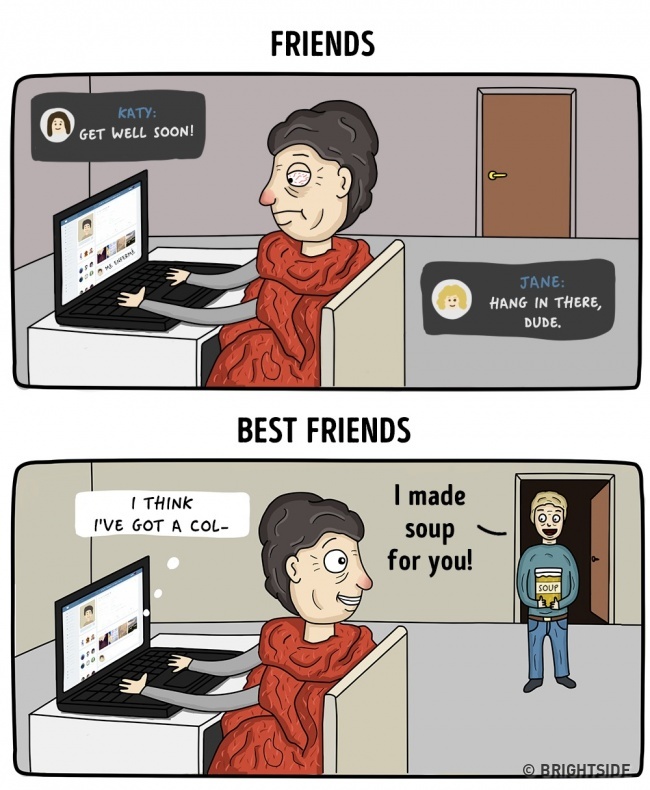 friends 1 Ilustracije koje prikazuju realne razlike između prijatelja i najboljeg prijatelja